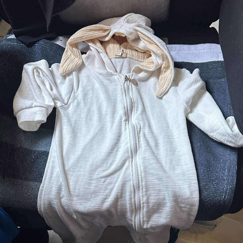 Adorable White Baby Onesie with Ears